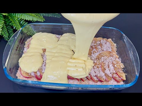 Prendi i BISCOTTI e MELE e fai questa DOLCE in 5 minuti! si scioglie in bocca Facilissimo e buono!🍎