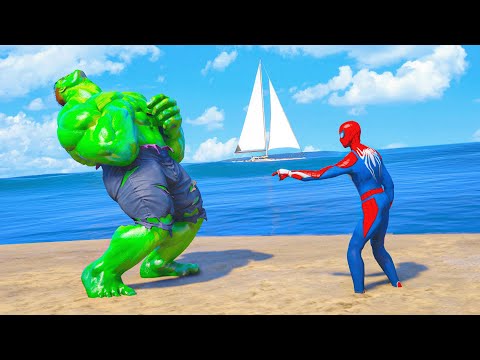 GTA 5 COLOR TEAM SPIDERMAN ZOMBIES AND HULK CHALLENGE SUPERHEROES GAME ANIMATION COMPILATION 7%