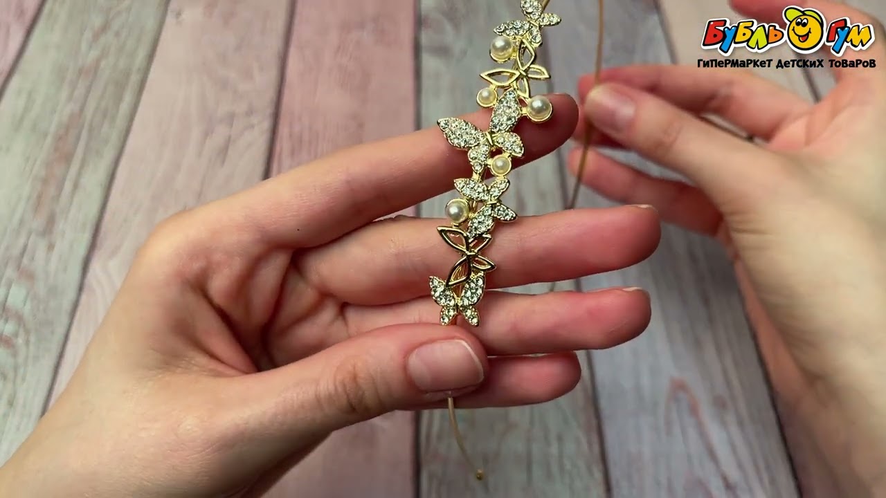 Ободок с элегантными Бабочками в жемчуге - видео