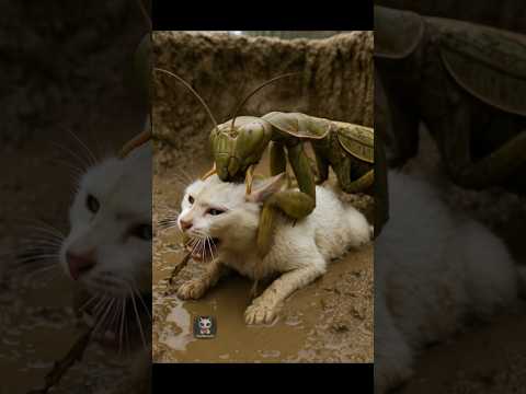 “Praying Mantis Pen Rescue — Baby Monkey & Kitten Save Mom-Cat at the Farm!” 🐱🐒🦗🌾
