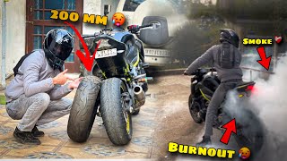 Interesting 200 mm tyr in z900 😳|| Aj to टायर fad कर ही dim lu ga 🥵 || fire burnout on z900