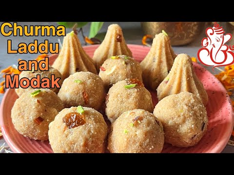 Easy Churma Laddu and Modak for Ganpati | Easy Modak Recipe | Ganpati Special Churma Laddu #modak