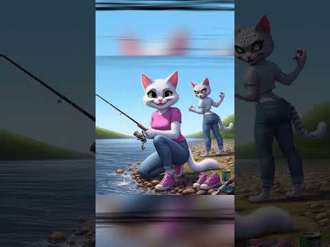 A white cat sister driven mad by jealousy.#cat #catstory #kitten #aicat #catcute  #shorts  #ai