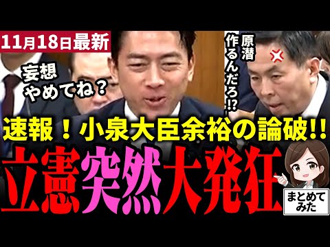 【高市総理最新】「立憲さん妄想ヤバいよ…」小泉＆茂木が行き過ぎ質疑に呆れ果てド正論→立憲議員突然大発狂し国会騒然！まるで日本が核軍拡する妄想追及を小泉茂木が優しく論破！高市首相も安心か【勝手に論評】