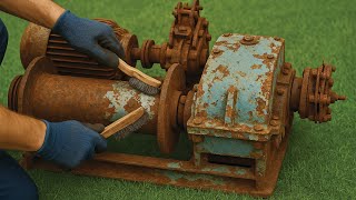 FULLY Restoration of a Broken and Rusty 3 Phase Electric Winch Into a Fully Functional Machine