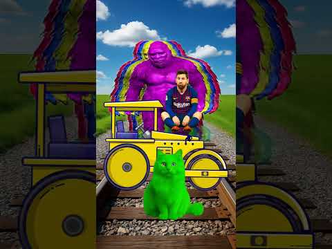 Green colour Cute cat & baby ronaldo vs messi vs  bigfoot & train driver tom...