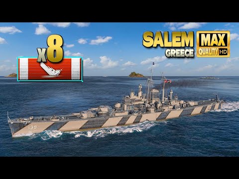 Cruiser Salem  8 ships destroyed on map Greece   World of Warships