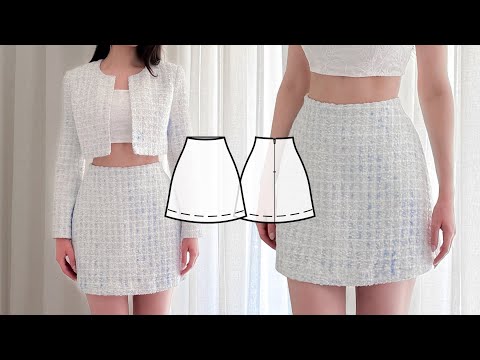How to Sew the CUTEST Tweed Mini Skirt inspired by Chanel: Tutorial + Jennie Skirt Sewing Pattern