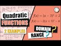 Vertex and Range of Quadratic Functions