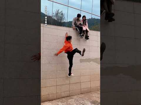 😜Parkour 360 Turn On The Wall #parkour #funny