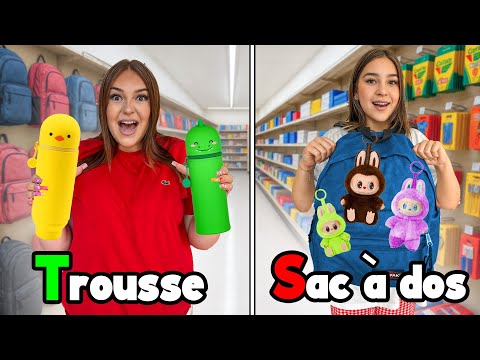 CHASSE AUX FOURNITURES SCOLAIRES DANS L’ORDRE ALPHABÉTIQUE ! 😂📚 (Avec Elina & Amélya)