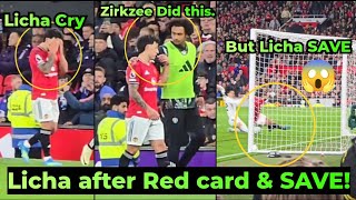 Zirkzee CONSOLED Lisandro Martinez Crying after RED CARD vs Leeds but look his Goal-Line SAVE 😱