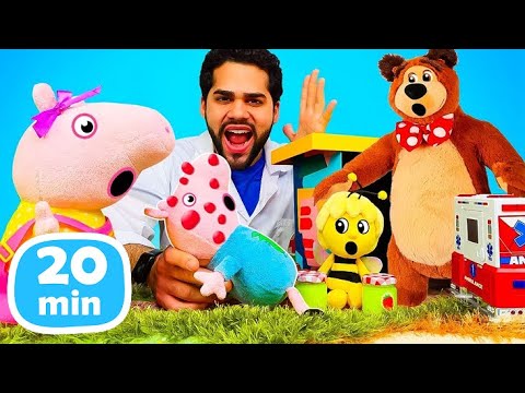 Doutor de Brinquedos e o Resgate de George Pig: Alergia a Picada de Abelha. Vídeo Infantil