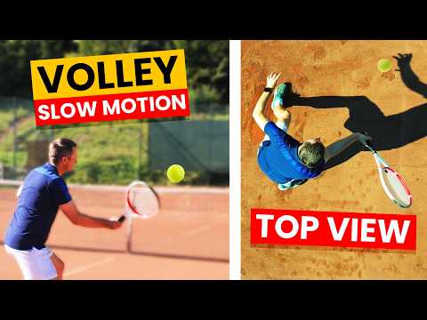 Tennis Volley Technique In Slow Motion - Top Down / Drone View