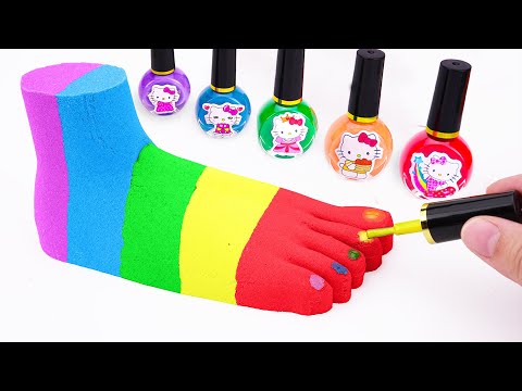 Satisfying Video | DIY How To Make Rainbow Foot & Nail with Kinetic Sand Cutting Slime Show ASMR