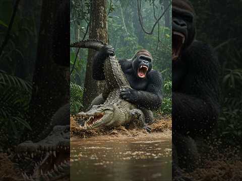 고릴라는 악어를 접어(Gorilla vs Crocodile)