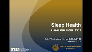 Sleep More Stress Less Session 1, 1/17/2020