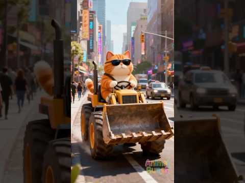 Cat Buys a BULLDOZER🚜You won't believe what they DO👷#shorts #funny #cat #cute #animals #comedy