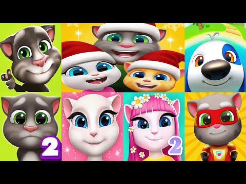 Talking Tom2 vs Angela2 vs Tom vs Hank islands vs Angela vs hero dash vs Tom friends 7in one Ep4228