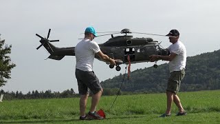 GIANT SUPER PUMA HEAVY WEIGHT TRANSPORT RC MODEL HELICOPTER IN ACTION