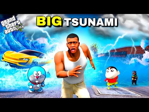 GTA 5 : The End of Los Santos! Shinchan & Franklin & Doraemon Surviving in Biggest Tsunami 😨 Tamil