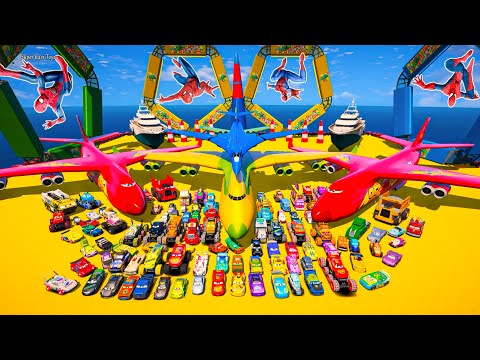 Disney Pixar Cars Racing Toys | Lightning McQueen Police Cars 3 Crazy 8x8 Monster Trucks and Friends