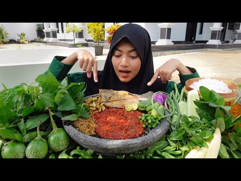 PESTA LALAPAN LAGI! MUKBANG LALAPAN MENTAH SAMBAL TERASI IKAN SEPAT + JENGKOL  🤤🔥