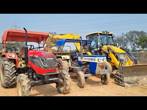 Jcb 3dx Eco Xpert Backhoe Machine Loading Soil In Mahindra 4WD and Swaraj Tractor | Jcb and Tractor