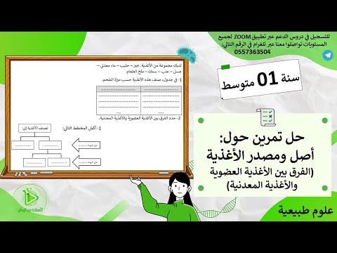 سلسلة التحضير للفرض والإختبار: تمرين حول الفرق بين الأغذية العضوية والمعدنية علوم طبيعية سنة01 متوسط