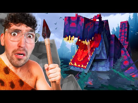 Surviving in PRIMAL Minecraft as a Caveman!