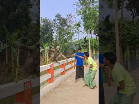 See a statue sitting on the bridge