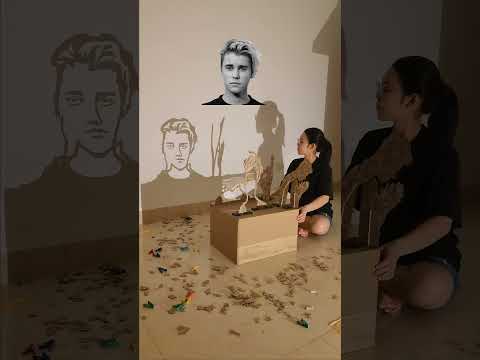 Justin Bieber 👦🎤 Shadow art handmade portrait from cardboard - by @balana.art #justinbieber #art