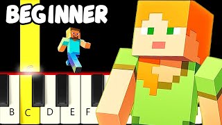 3 Famous Minecraft Tunes - Slow and Easy Piano Tutorial - Beginner