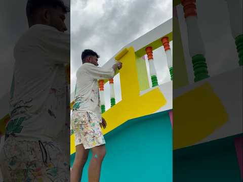 Wall painting outside yellow colour fast cort #wallpaiting #art