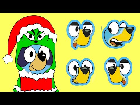 Bluey Grinch Christmas Stickers! DIY Make a Face Activity - Bluey & Friends AND The Grinch! #bluey