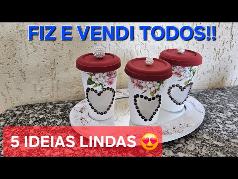 Artesanatos Lindíssimos Faça Você Mesmo Decor da Reciclagem c/  Pote Plástico, Copos DIY Ideias