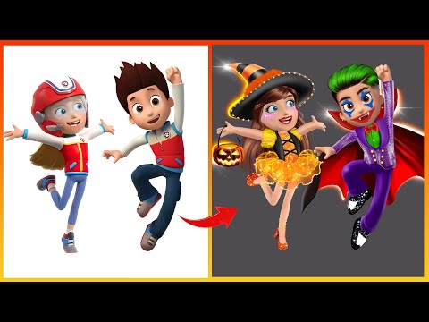 Halloween 2024: Paw Patrol Ryder & Katie GLOW UP Into Joker - Transformation Paw Patrol