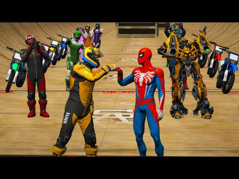 Novos Epic Ramp e SuperHerois com Motos, Carros Legais New Challenge Moto Gear SPIDER-MAN mod GTA 5