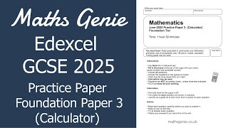 Edexcel GCSE 2025 Foundation Paper 3 Practice Paper