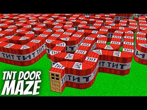 I found a LONGEST TNT MAZE DOOR in Minecraft ! What's INSIDE the MOST CROOKED DOOR ?
