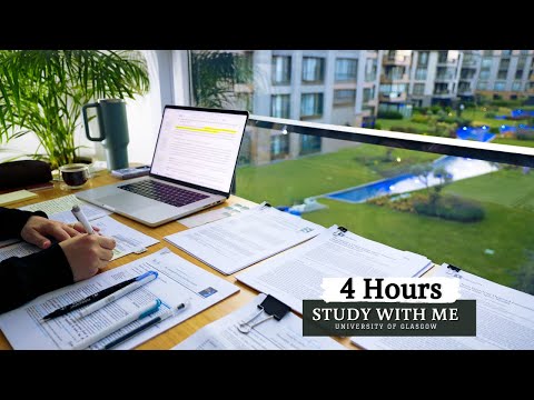 4 HOUR STUDY WITH ME | Background noise, 10-min break, No Music, 50-10 Pomodoro