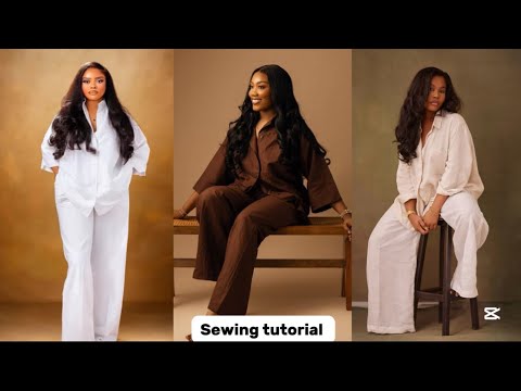 How to cut and sew the trendy oversized trouser and shirt || Oversized 2 piece with linen