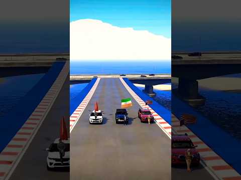 Indian Thar Vs China Vs American Cars Water Bridge Jump Challenge! #shorts #gta5