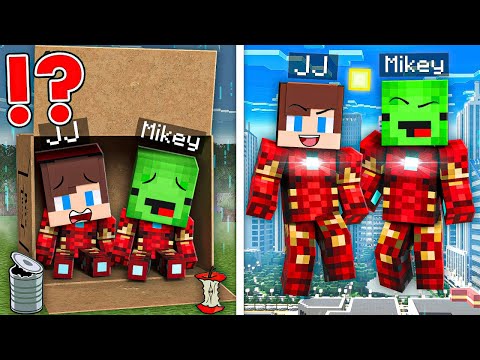 Mikey and JJ Grow up as IRON MAN in Minecraft Challenge - Maizen JJ and Mikey