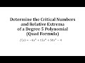 Critical Numbers and Extrema of a Polynomial Function