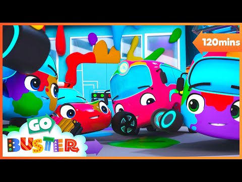 Rainbow Bubbles and Shiny Vehicles | Go Buster | Kids Road Trip! | Kids Songs and Stories