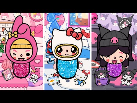 KUROMI, MELODY, HELLO KITTY 🩷♥️🖤 TRIPLETS SEPERATED At Birth | Toca Sad Story | Toca Boca