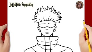 Cómo dibujar a Gojo Satoru fácil | Dibujos Fáciles | Dibujos Felices