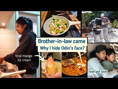 I made Japanese curry I Husband's fish BBQ for family I Viral mango ice-cream