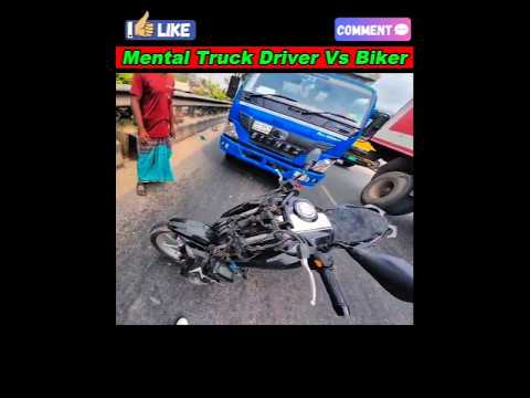 mental truck driver Vs biker #bike #rider #motovlog #shorts #viral #ktm #zx10r